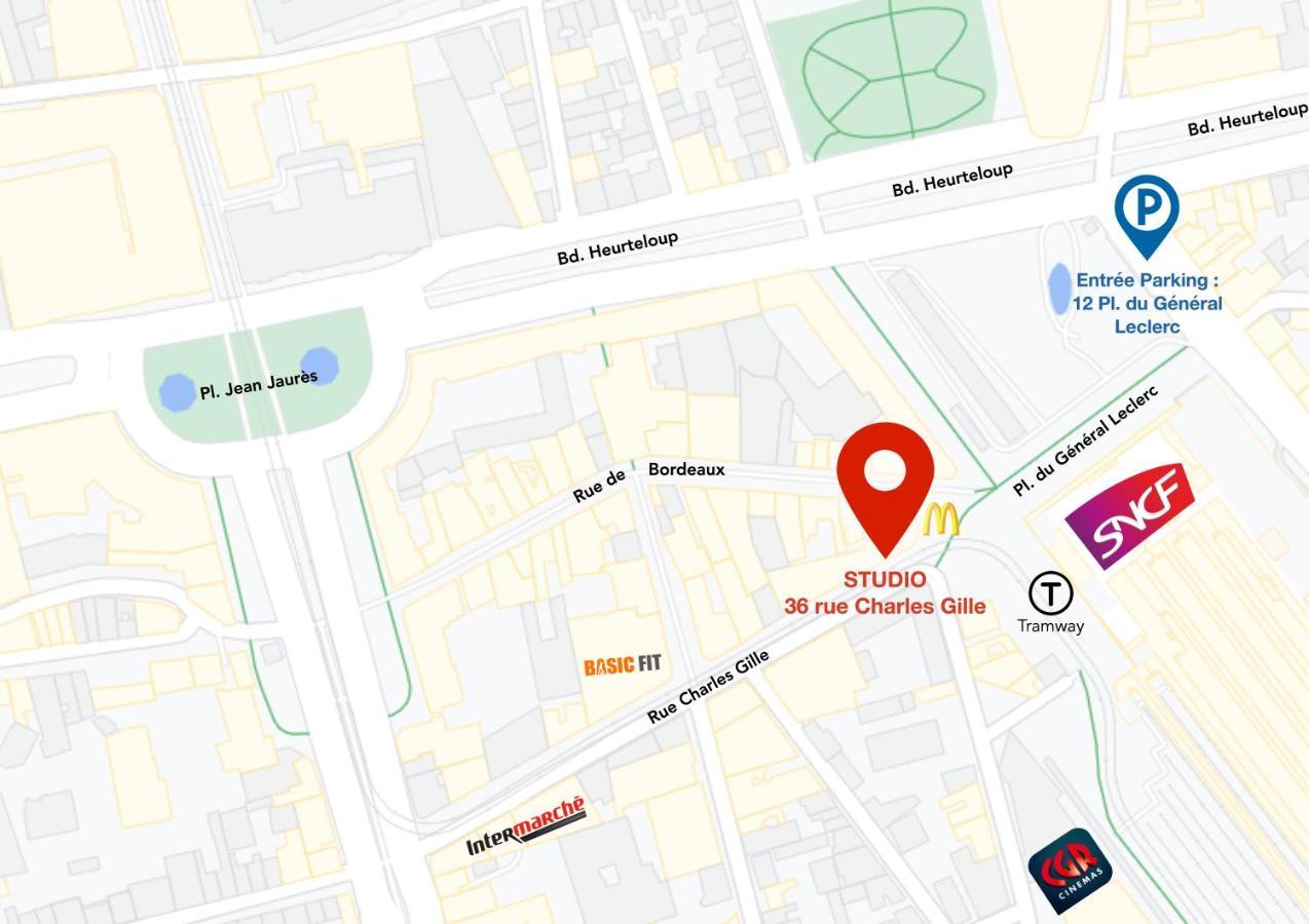 Studio Avec Balcon & Parking Gratuit - Tours Gare Bagian luar foto